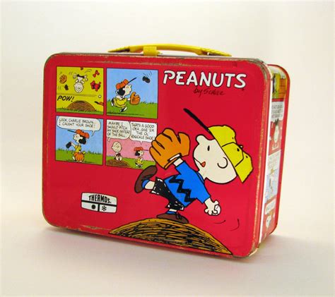 peanuts lunch box metal|peanuts vintage lunch box.